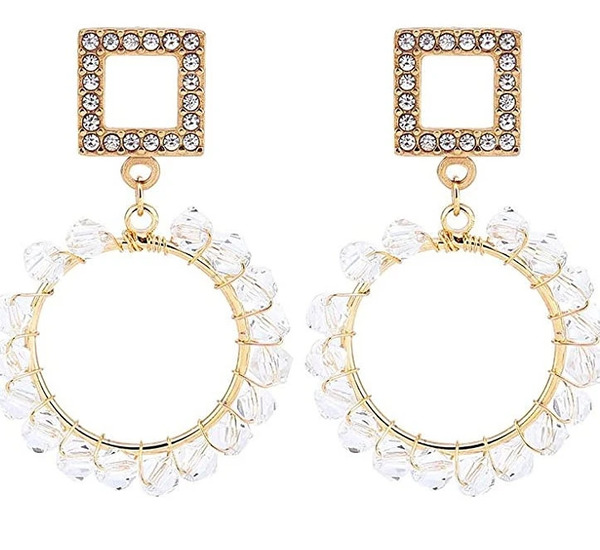 Boucles d'oreilles cristal anneau rond