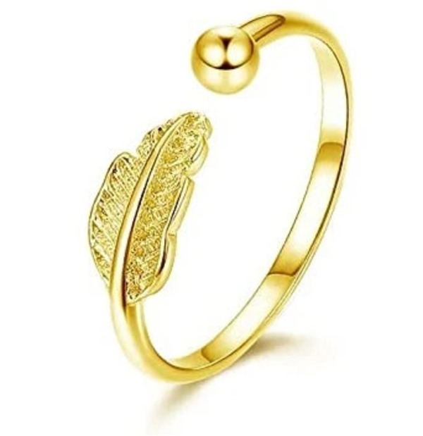 Bague d'orteil à anneau ouvert motif feuille