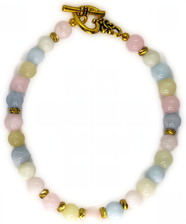 Bracelet en perles morganite de 6 mm multicolore