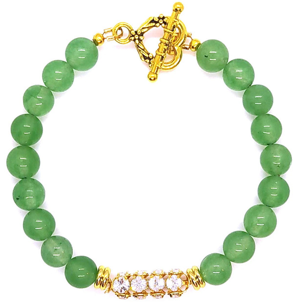Bracelet perles Aventurines de couleur verte.