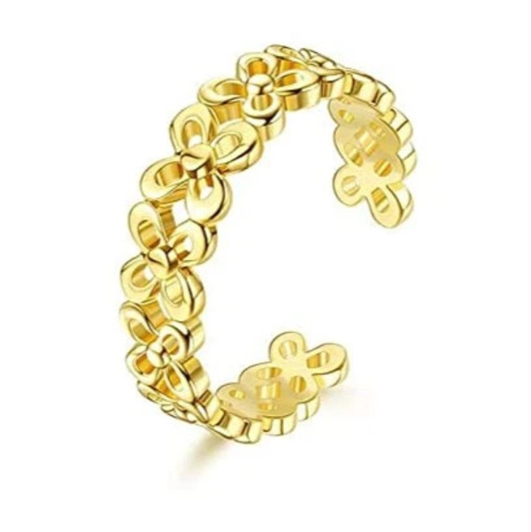 Bague ouverte {color-f} motif trèfle