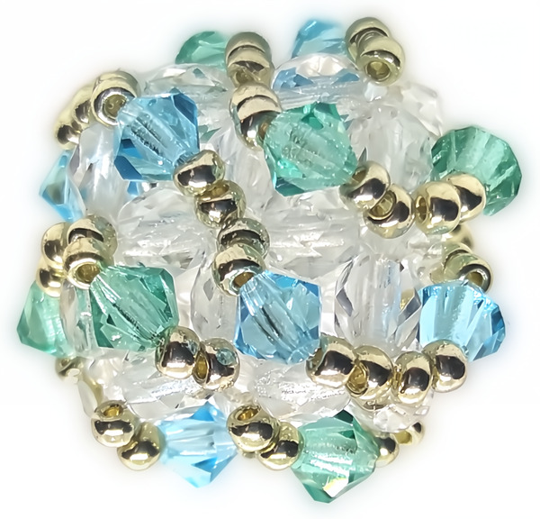 Bague perles cristal Preciosa de couleur bleu et verte