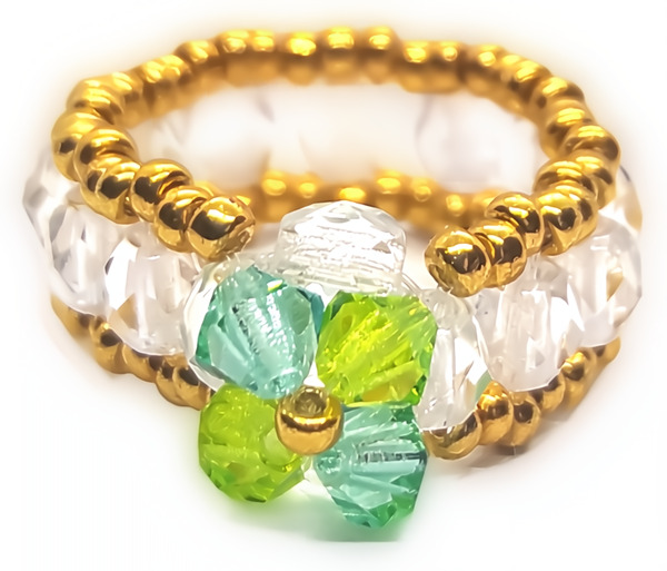 Bague perles cristal Preciosa verte.
