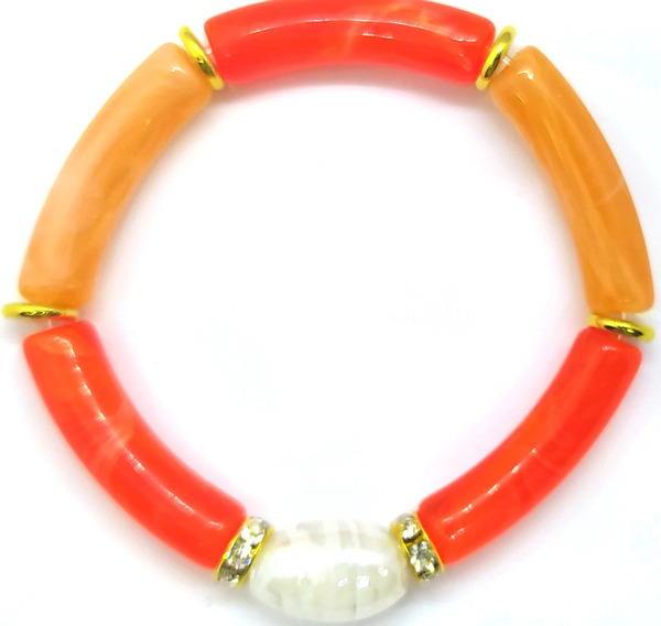 Bracelet élastique en perles tubes acryliques {color-f}s